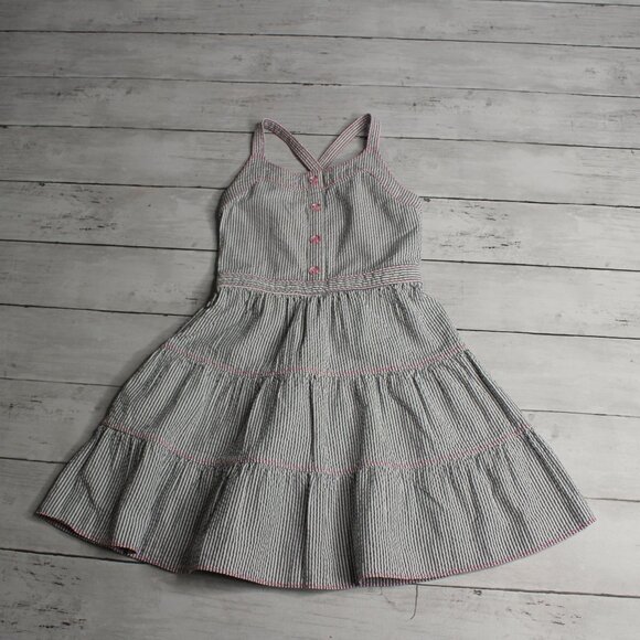 Cherokee Girl's Sundress Size XS Smocked Seersucker Tiered - Picture 2 of 7